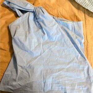 Zara Light Blue One-Shoulder Top
